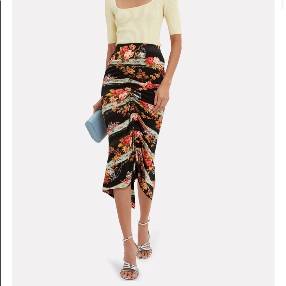 Preen by Thornton bregazzi ruched crepe floral midi skirt